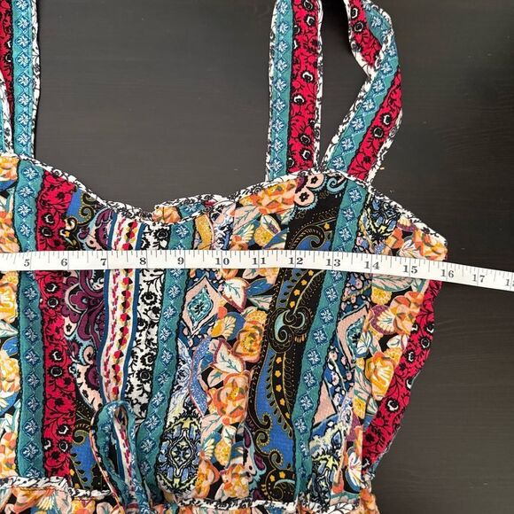 Anthropologie Calais Jumpsuit Romper Sz S Sleeveless Wide Leg Colorful Boho Fest - Picture 13 of 16